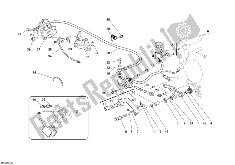 All parts for the Rear Brake System of the Ducati Superbike 749 Dark USA 2005